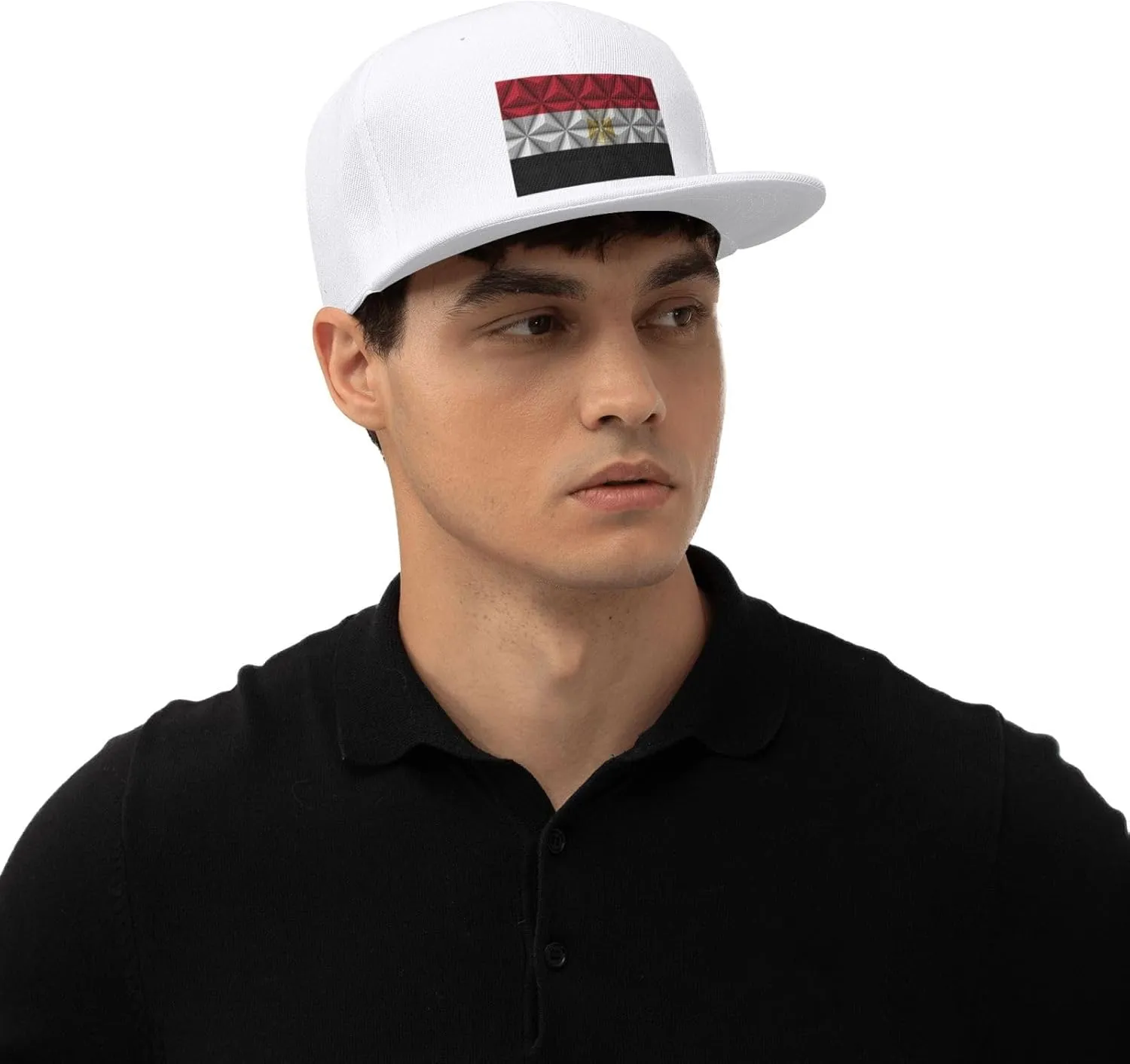 Egyptian Flag with Polygonal Effect Snapback Hat for Men Women Baseball Cap Adjustable Flat Bill Brim Hats