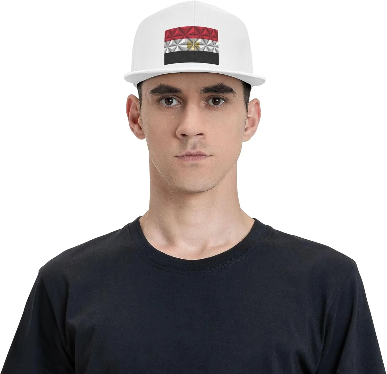 Egyptian Flag with Polygonal Effect Snapback Hat for Men Women Baseball Cap Adjustable Flat Bill Brim Hats