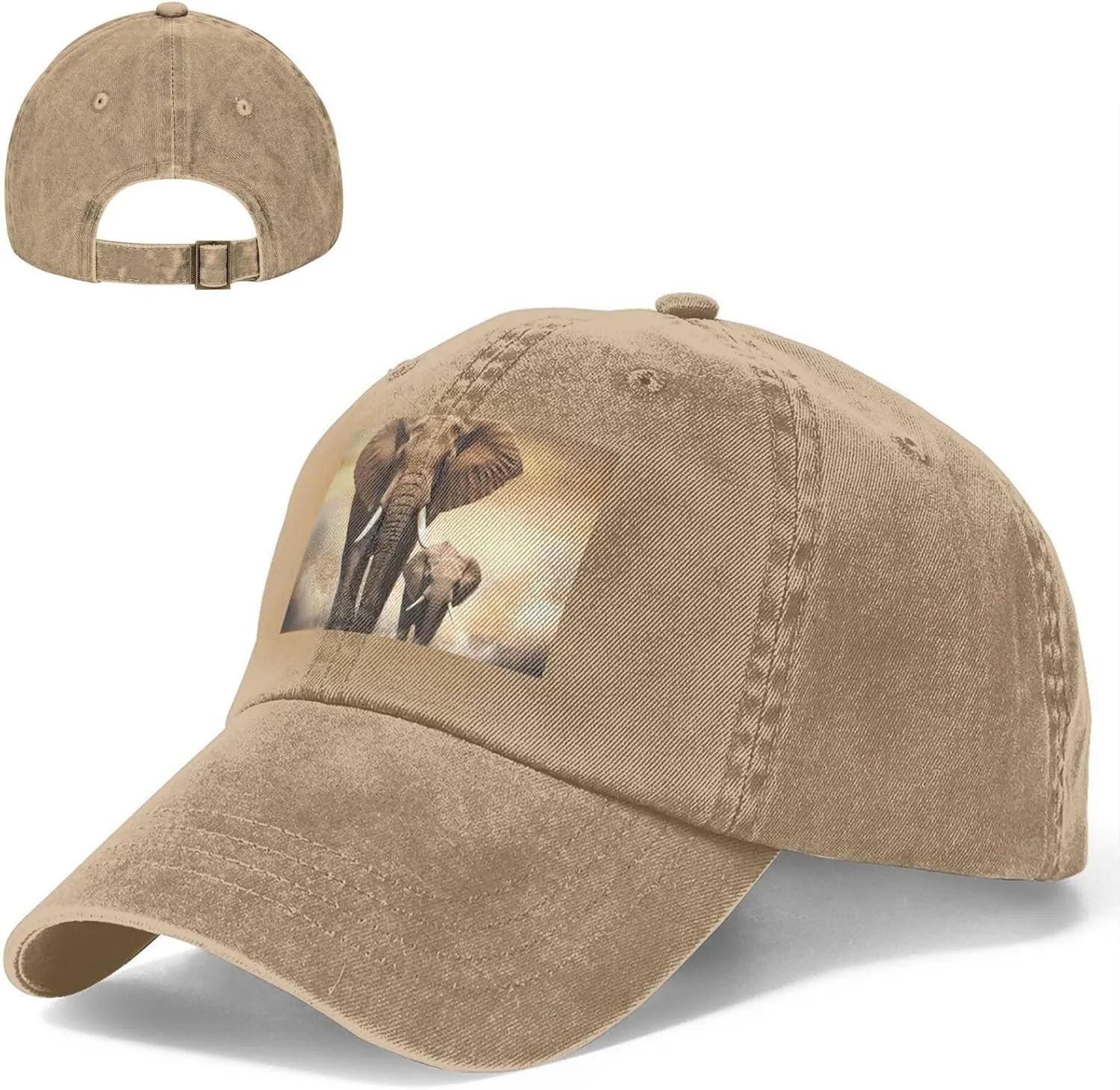 Elephant and Baby Elephant Unisex Baseball Cap Breathable Cotton Trucker Hat Classic Denim Dad Hat Summer Sun Hat
