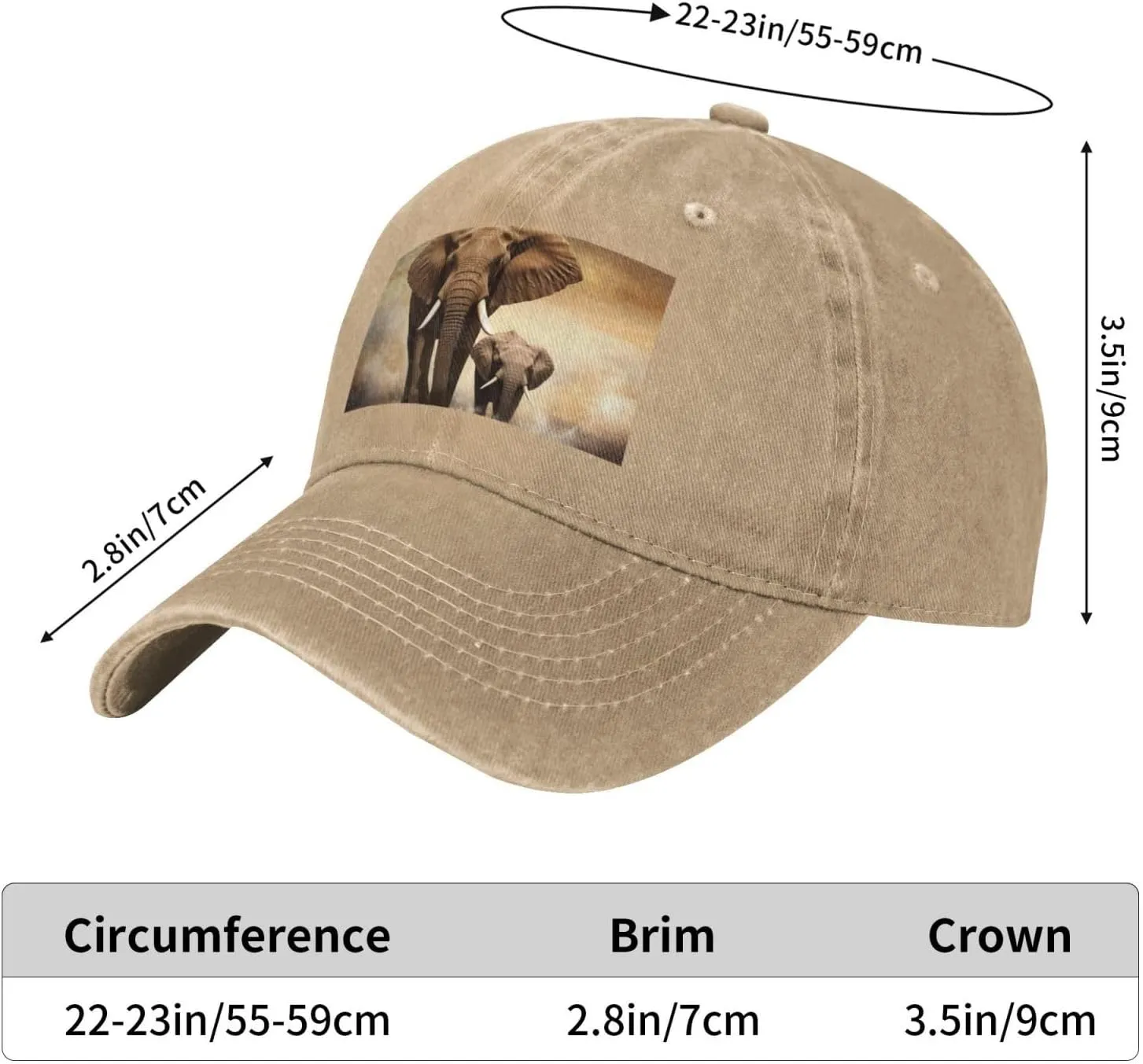 Elephant and Baby Elephant Unisex Baseball Cap Breathable Cotton Trucker Hat Classic Denim Dad Hat Summer Sun Hat