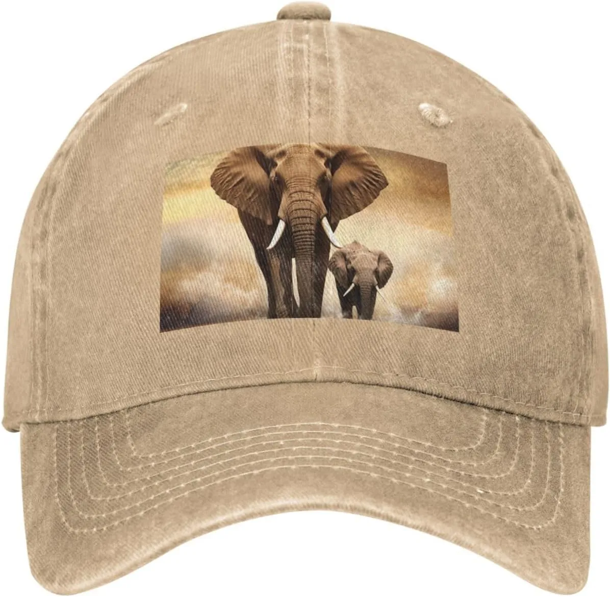 Elephant and Baby Elephant Unisex Baseball Cap Breathable Cotton Trucker Hat Classic Denim Dad Hat Summer Sun Hat