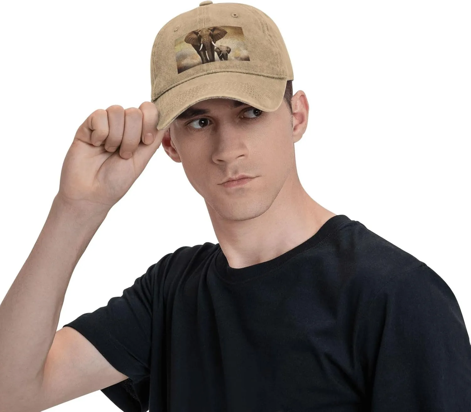 Elephant and Baby Elephant Unisex Baseball Cap Breathable Cotton Trucker Hat Classic Denim Dad Hat Summer Sun Hat