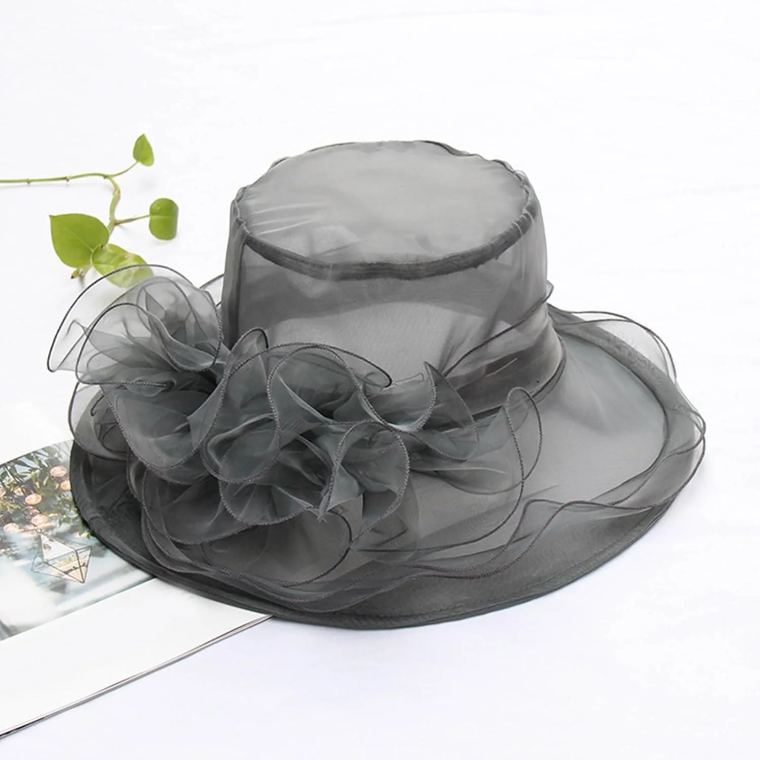 European and Fashion Sun Hat Mesh Lace Flower Sun Hat Outdoor Foldable Large Brim Women's Hat Summer Woman Hats