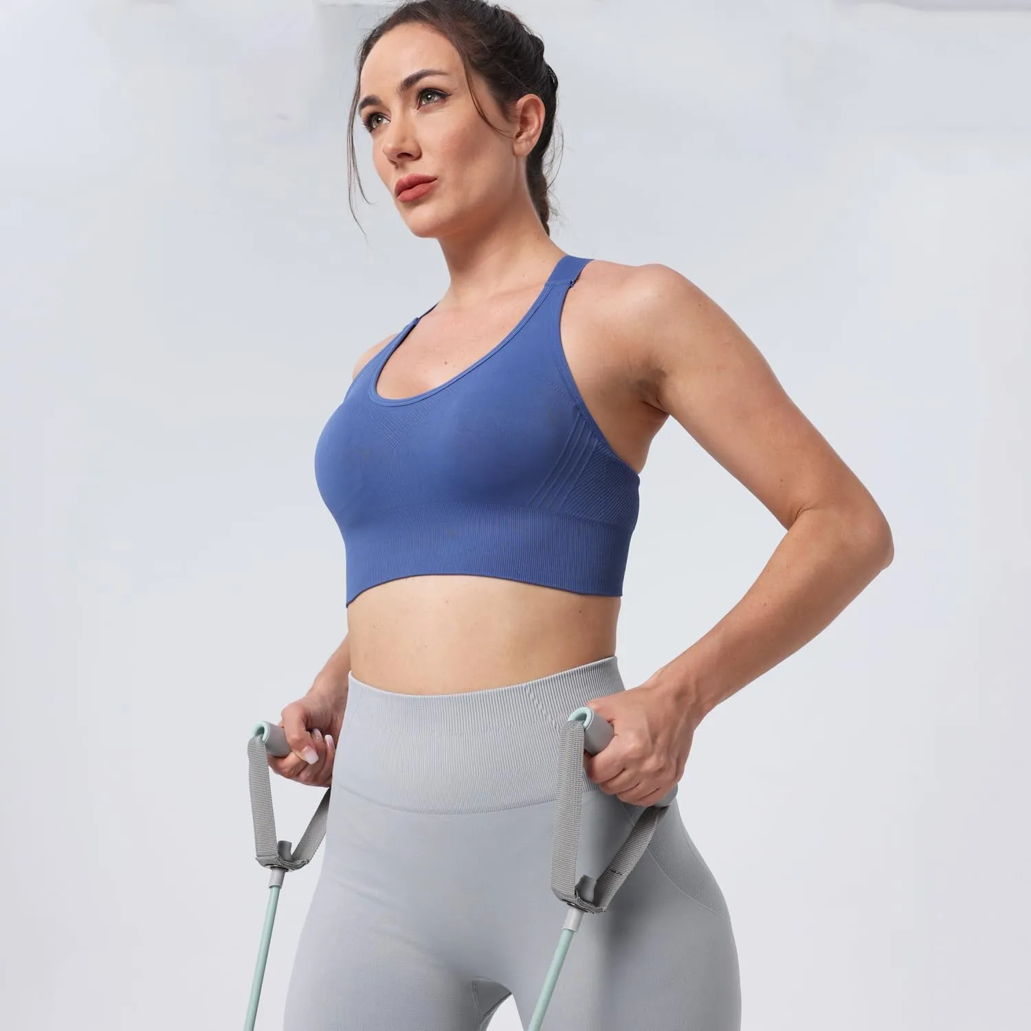 Evercute Adjustable Sports Bras for Women 3/4 Pack Racerback High Support Bras Padded Workout Bras Seamless Yoga Athletic Bra