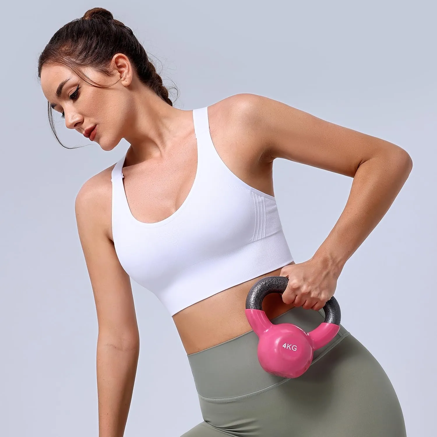 Evercute Adjustable Sports Bras for Women 3/4 Pack Racerback High Support Bras Padded Workout Bras Seamless Yoga Athletic Bra