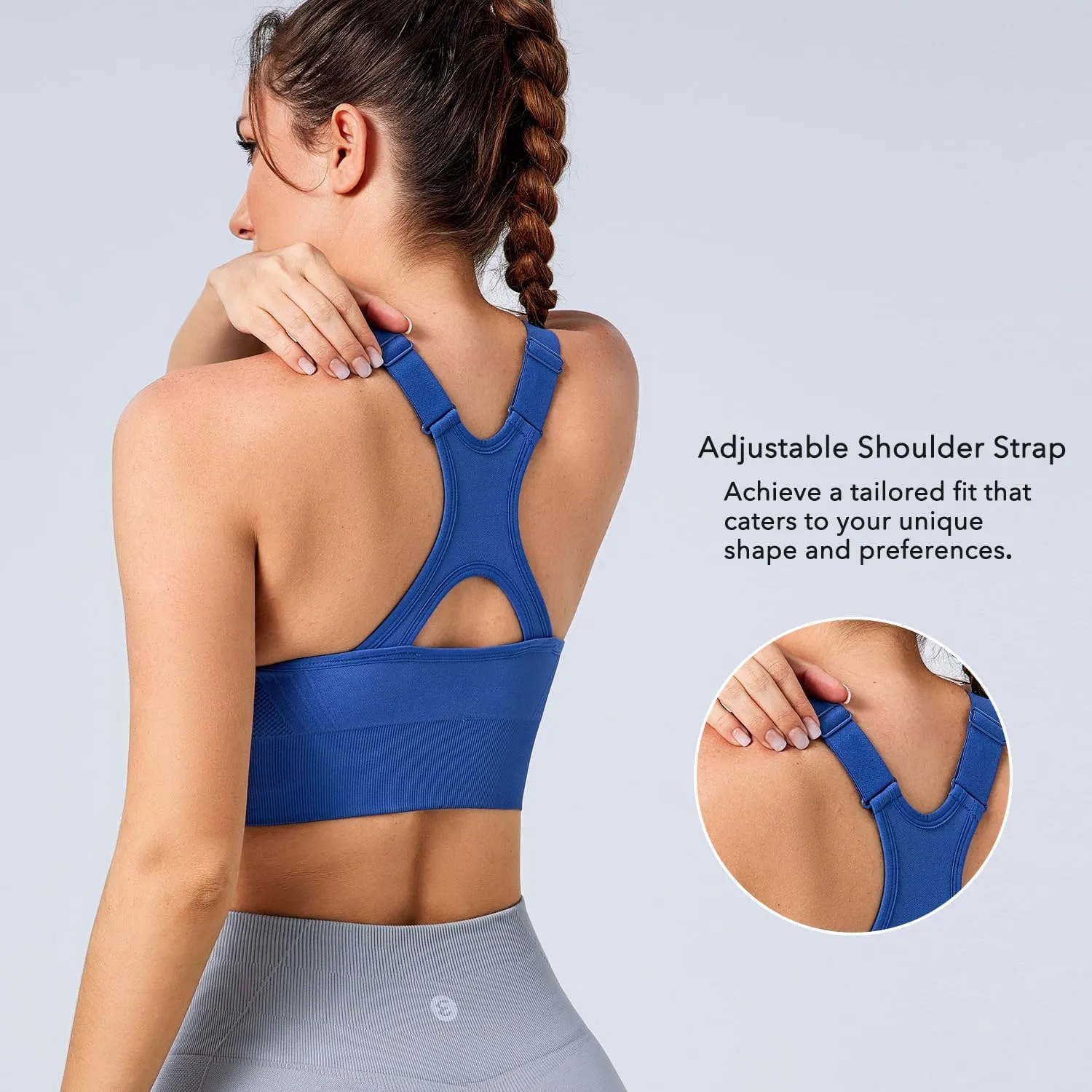 Evercute Adjustable Sports Bras for Women 3/4 Pack Racerback High Support Bras Padded Workout Bras Seamless Yoga Athletic Bra