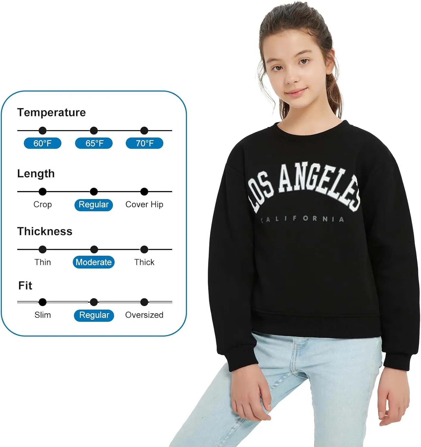 EXARUS Girls Sweatshirts Oversized/Crop Graphic Hoodie Letter Print Crew Neck Pullover Long Sleeve Casual School Kids