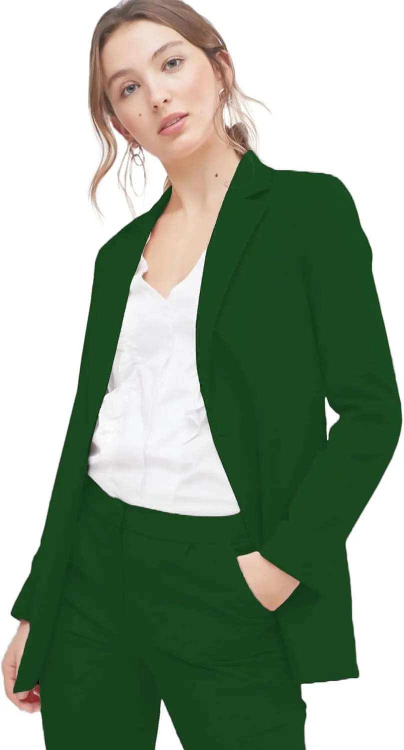 EXTRO&VERT Boyfriend Blazer Jackets for Women Single Button Side Pockets Suit Jacket for Casual Business