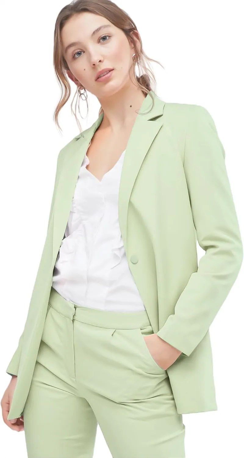 EXTRO&VERT Boyfriend Blazer Jackets for Women Single Button Side Pockets Suit Jacket for Casual Business
