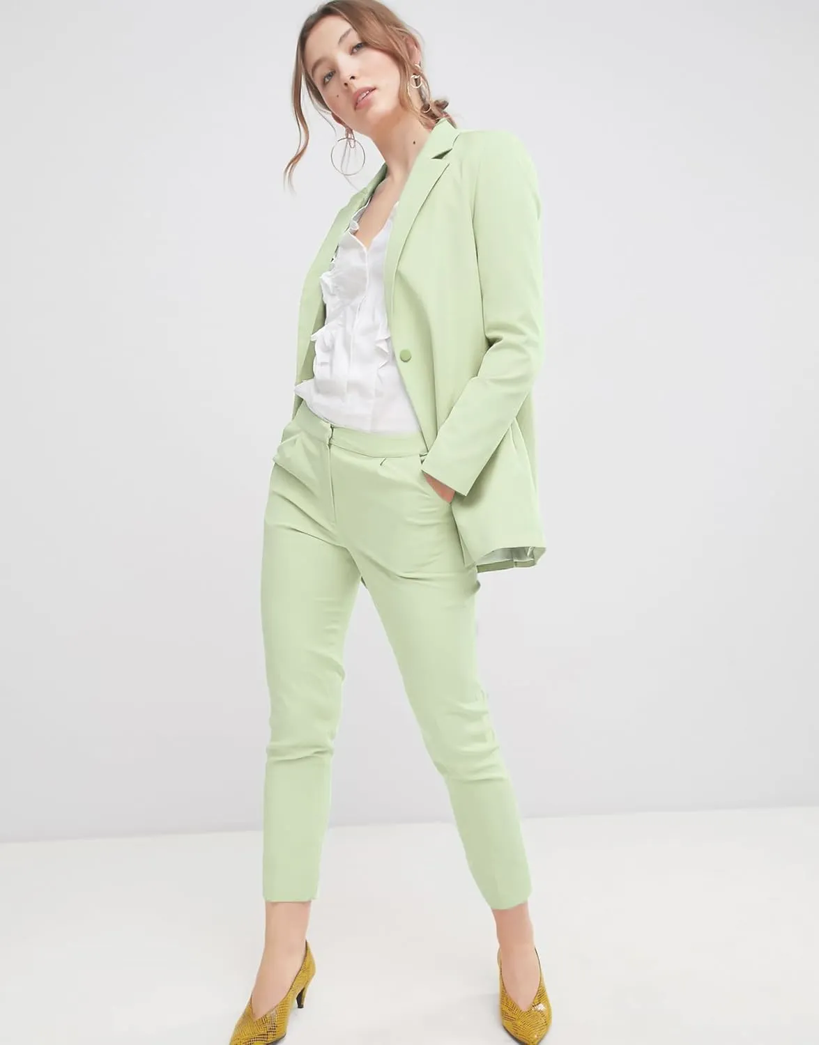 EXTRO&VERT Boyfriend Blazer Jackets for Women Single Button Side Pockets Suit Jacket for Casual Business