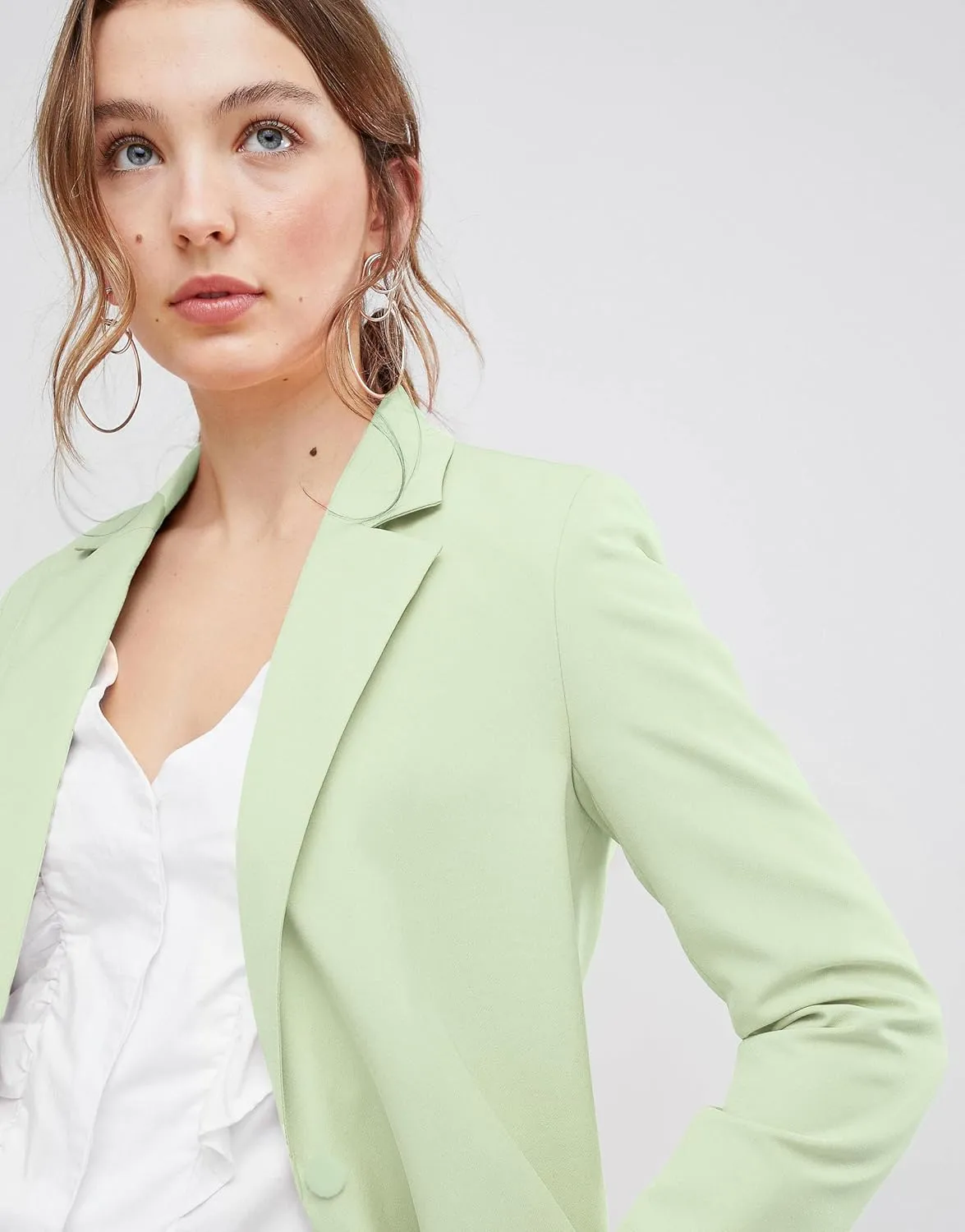 EXTRO&VERT Boyfriend Blazer Jackets for Women Single Button Side Pockets Suit Jacket for Casual Business