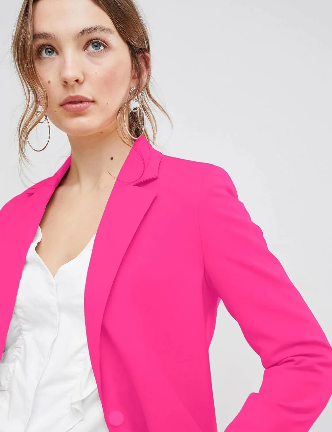 EXTRO&VERT Boyfriend Blazer Jackets for Women Single Button Side Pockets Suit Jacket for Casual Business
