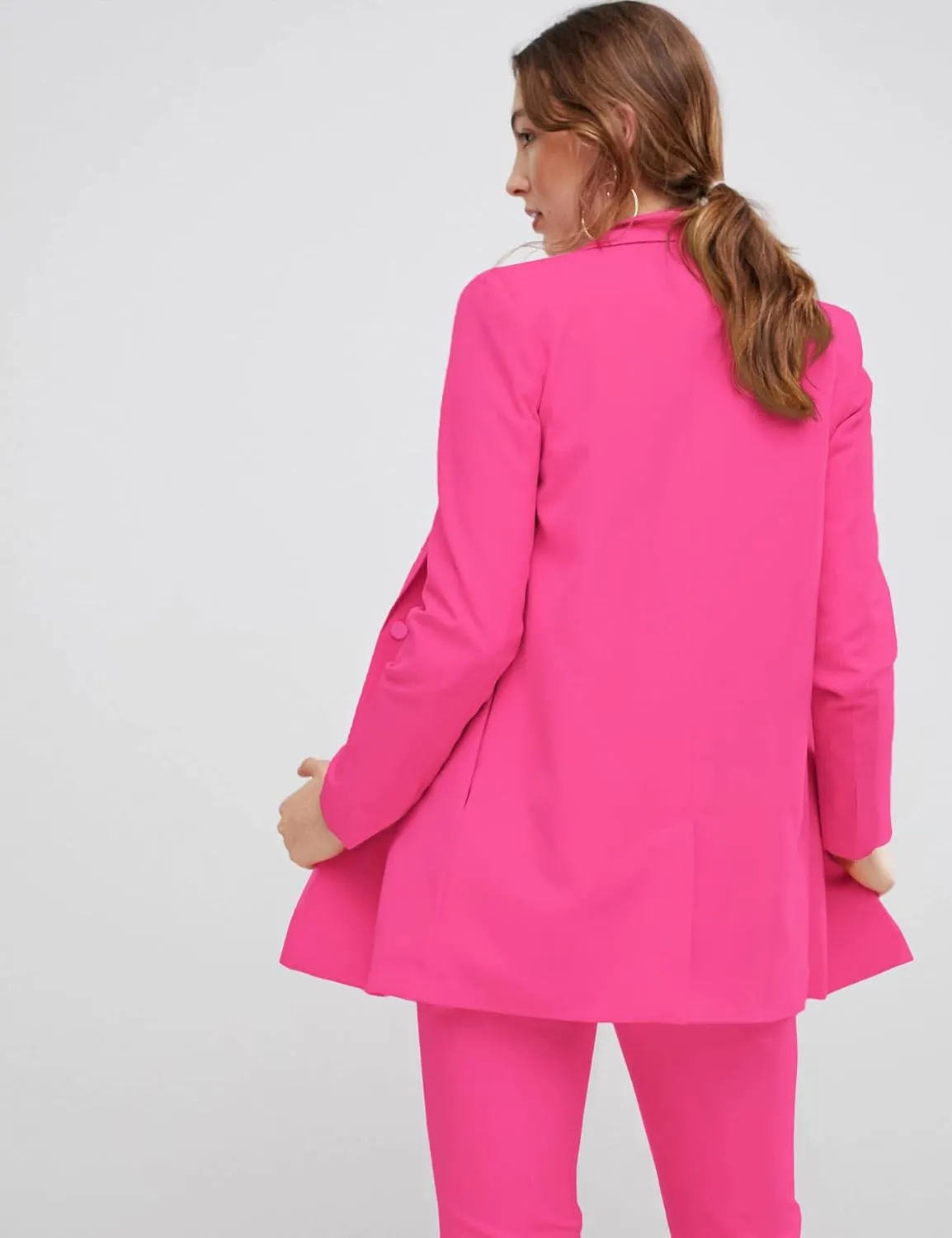 EXTRO&VERT Boyfriend Blazer Jackets for Women Single Button Side Pockets Suit Jacket for Casual Business
