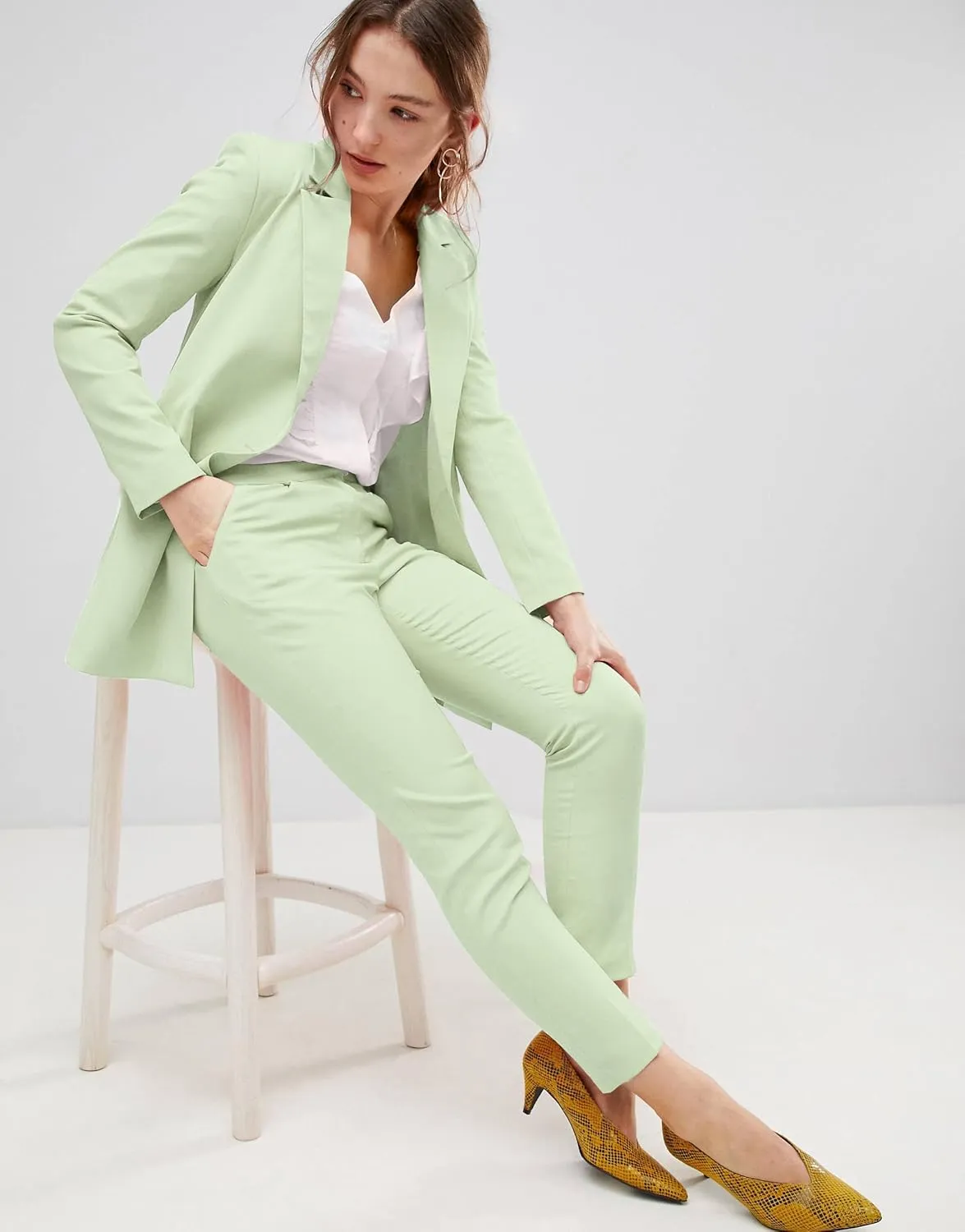 EXTRO&VERT Boyfriend Blazer Jackets for Women Single Button Side Pockets Suit Jacket for Casual Business