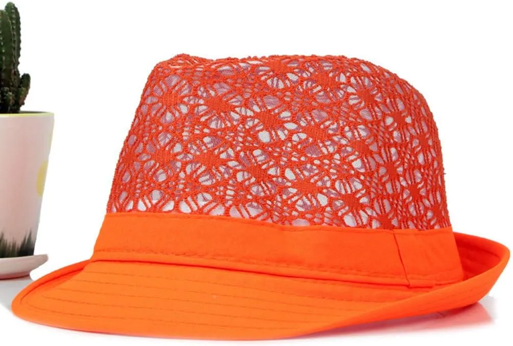 Fashion Short Brim Fedora Hat Summer Mesh Breathable Travel Beach Vacation Sun Hat for Women Men Lady