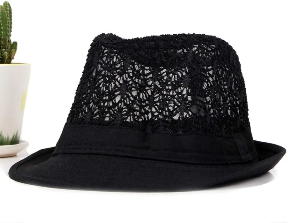 Fashion Short Brim Fedora Hat Summer Mesh Breathable Travel Beach Vacation Sun Hat for Women Men Lady