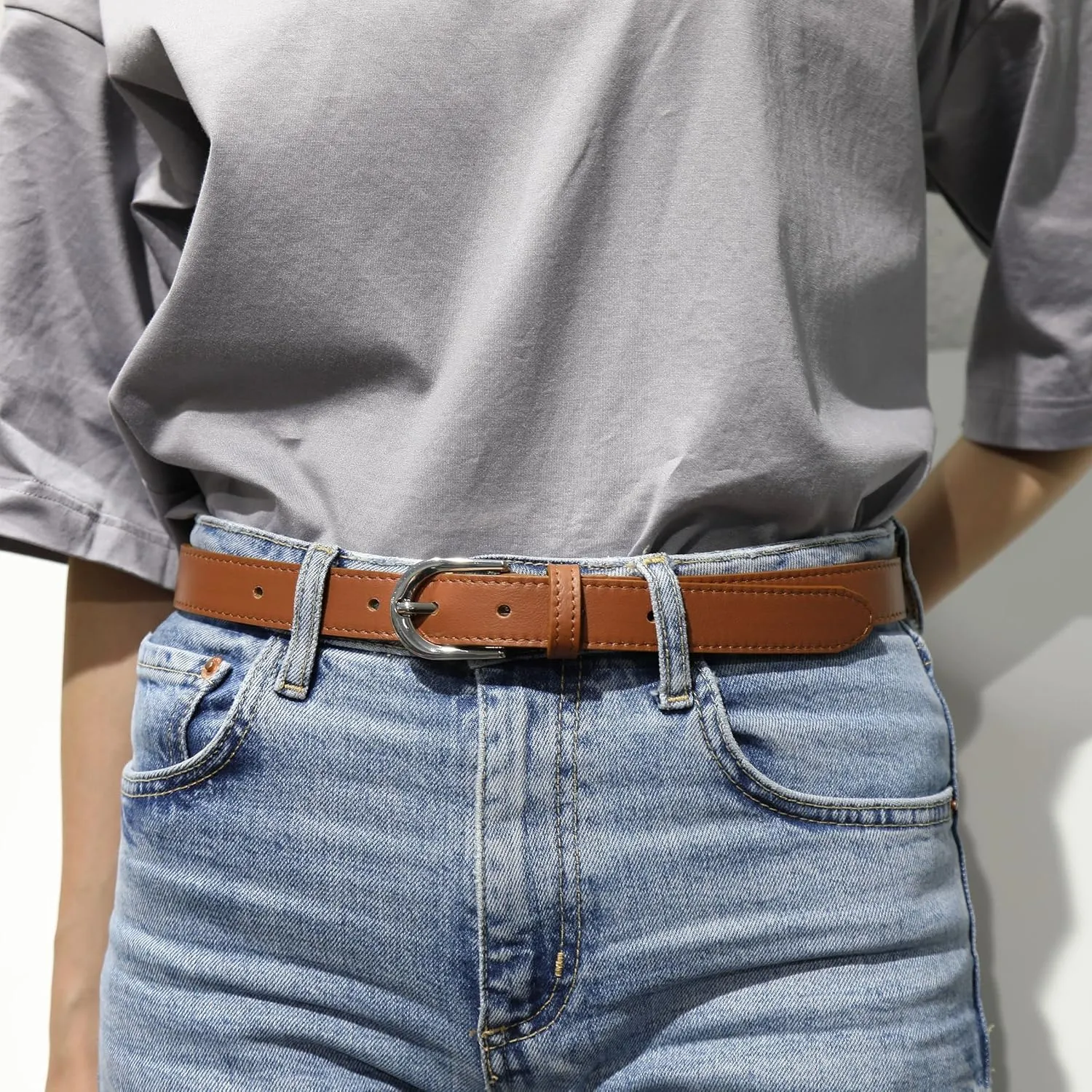 FASHIONGEN - Women genuine Italian leather belt LUNA, Made in France