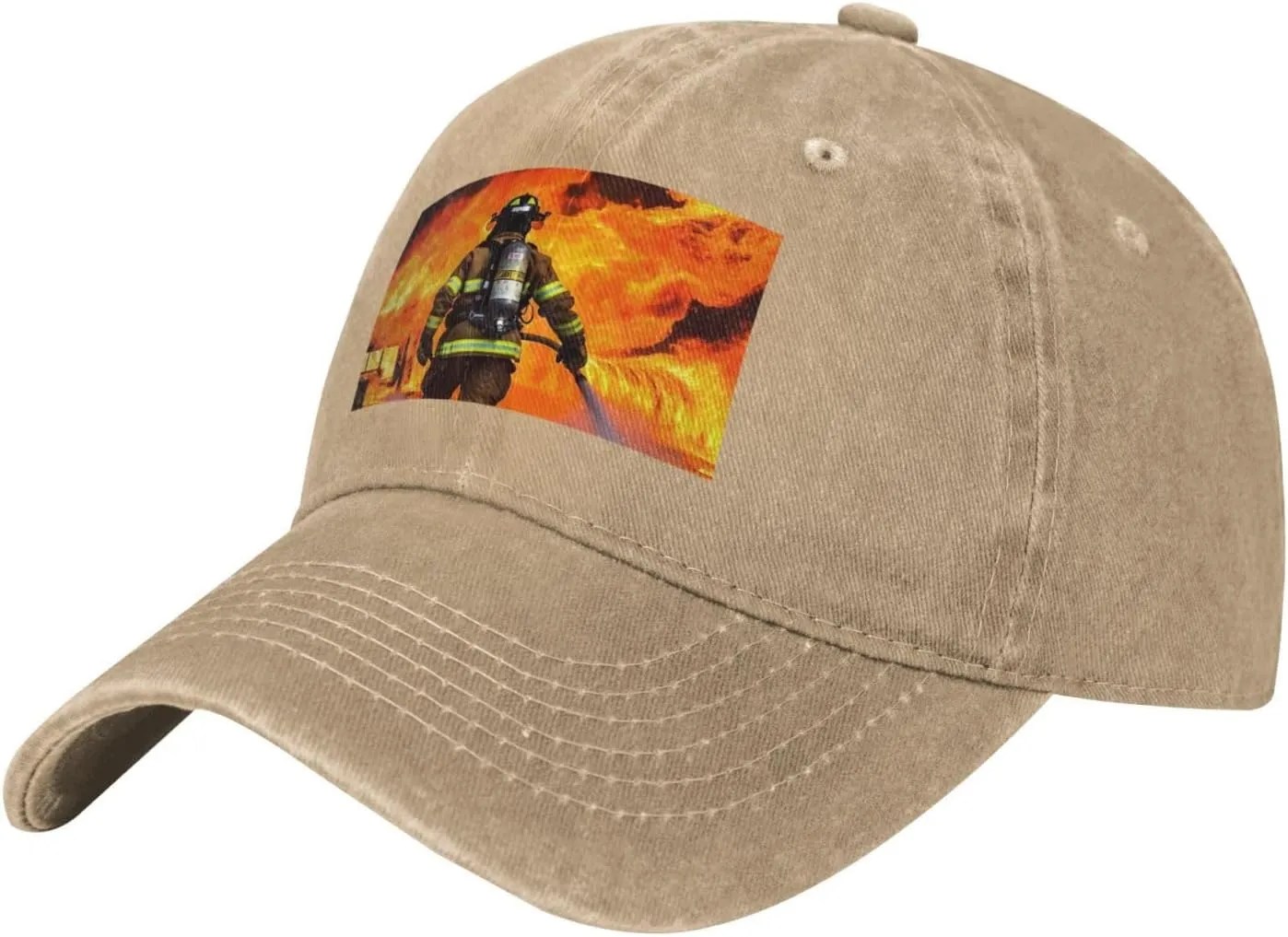 Firefighter Fireman Flame Unisex Baseball Cap Breathable Cotton Trucker Hat Classic Denim Dad Hat Summer Sun Hat