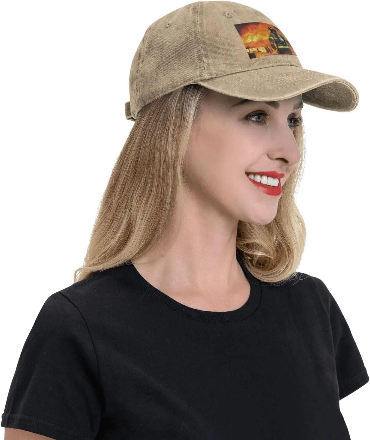 Firefighter Fireman Flame Unisex Baseball Cap Breathable Cotton Trucker Hat Classic Denim Dad Hat Summer Sun Hat