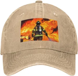 Firefighter Fireman Flame Unisex Baseball Cap Breathable Cotton Trucker Hat Classic Denim Dad Hat Summer Sun Hat