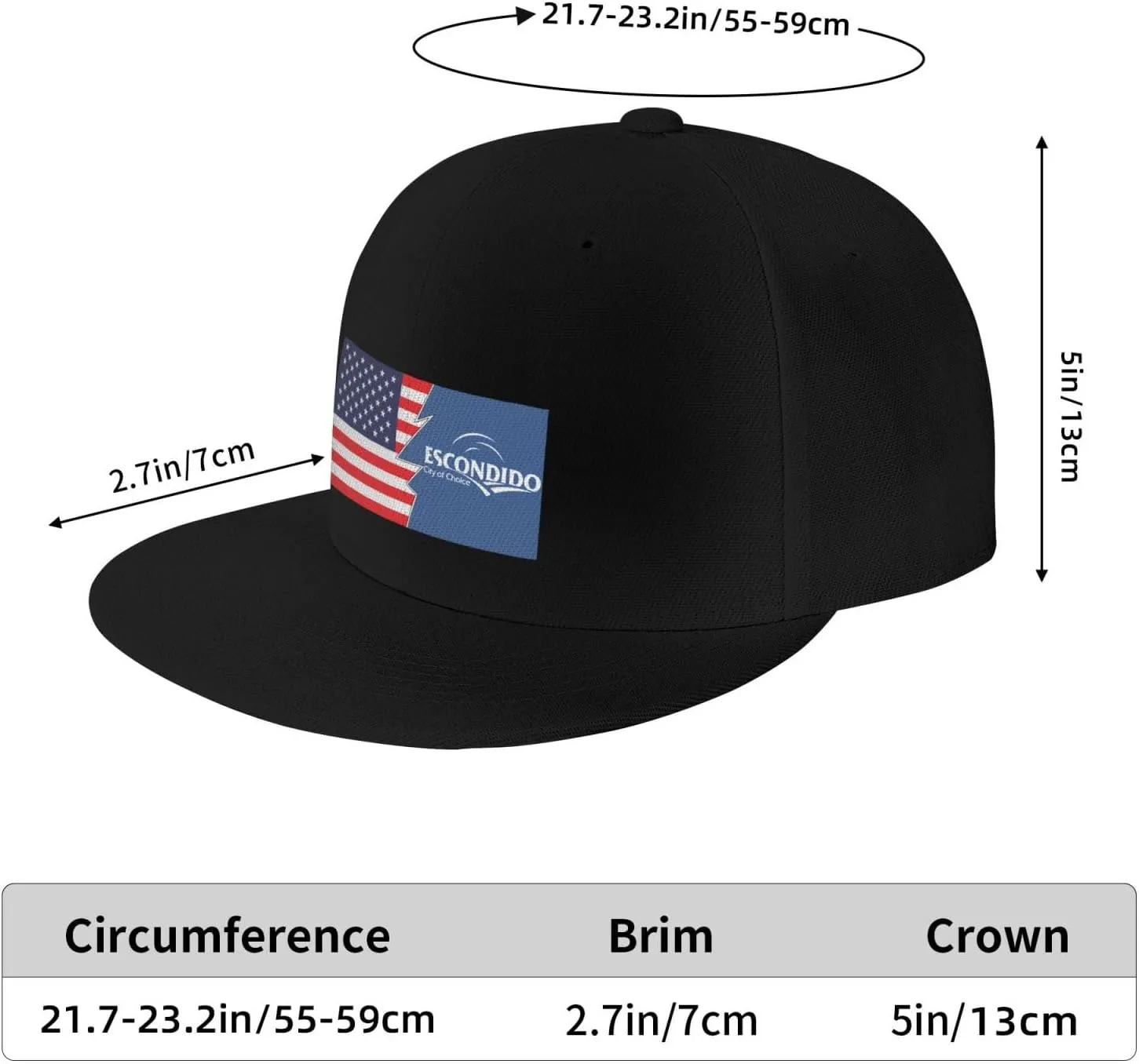 Flag of Escondido, California and America Snapback Hat for Men Women Baseball Cap Flat Bill Brim Hats