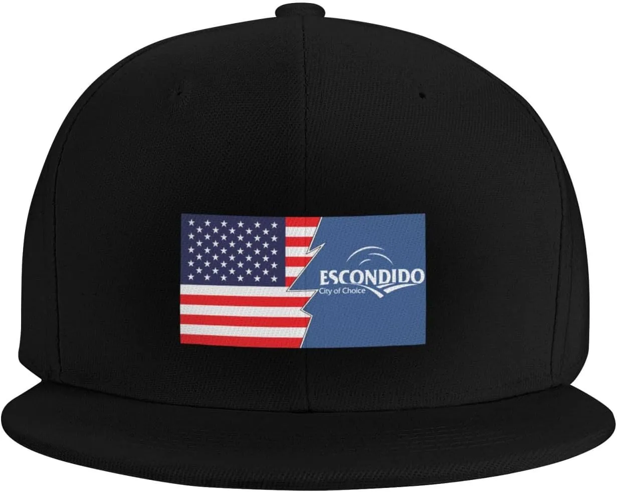 Flag of Escondido, California and America Snapback Hat for Men Women Baseball Cap Flat Bill Brim Hats
