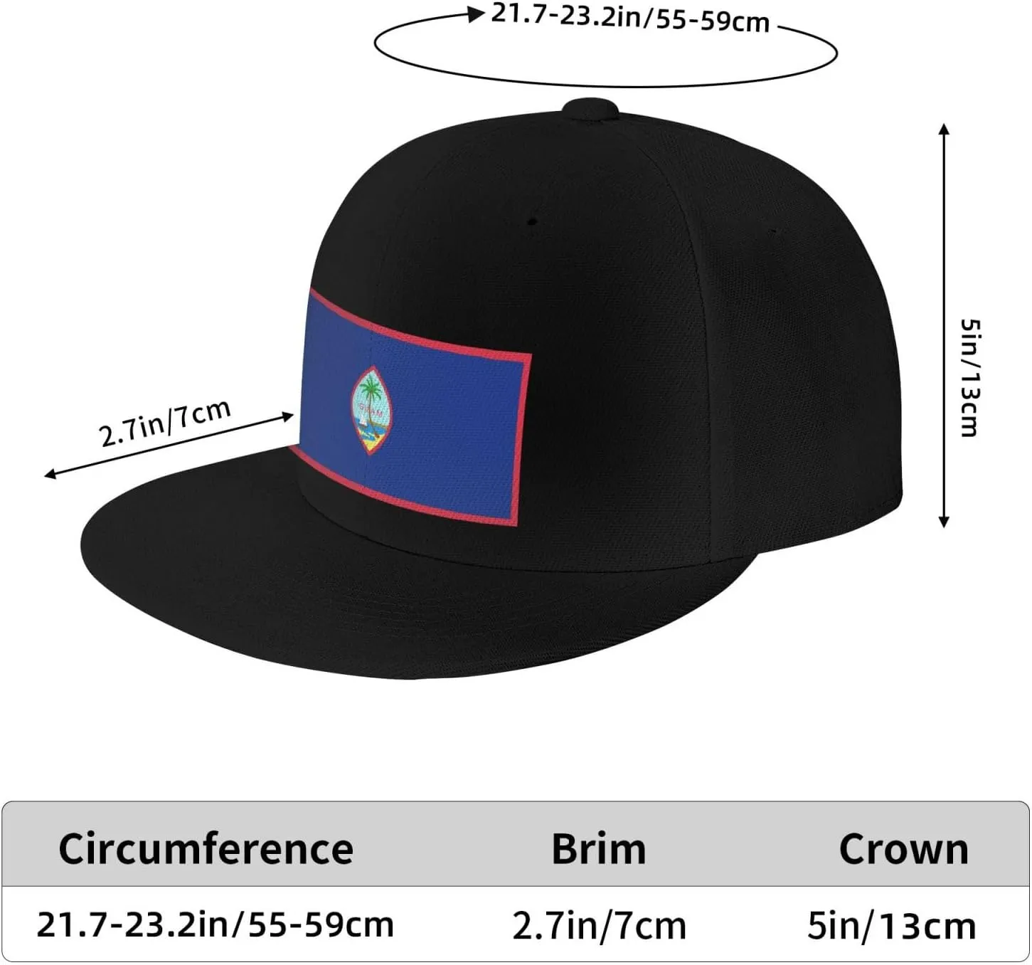 Flag of Guam Snapback Hat for Men Women Baseball Cap Adjustable Flat Bill Brim Hats