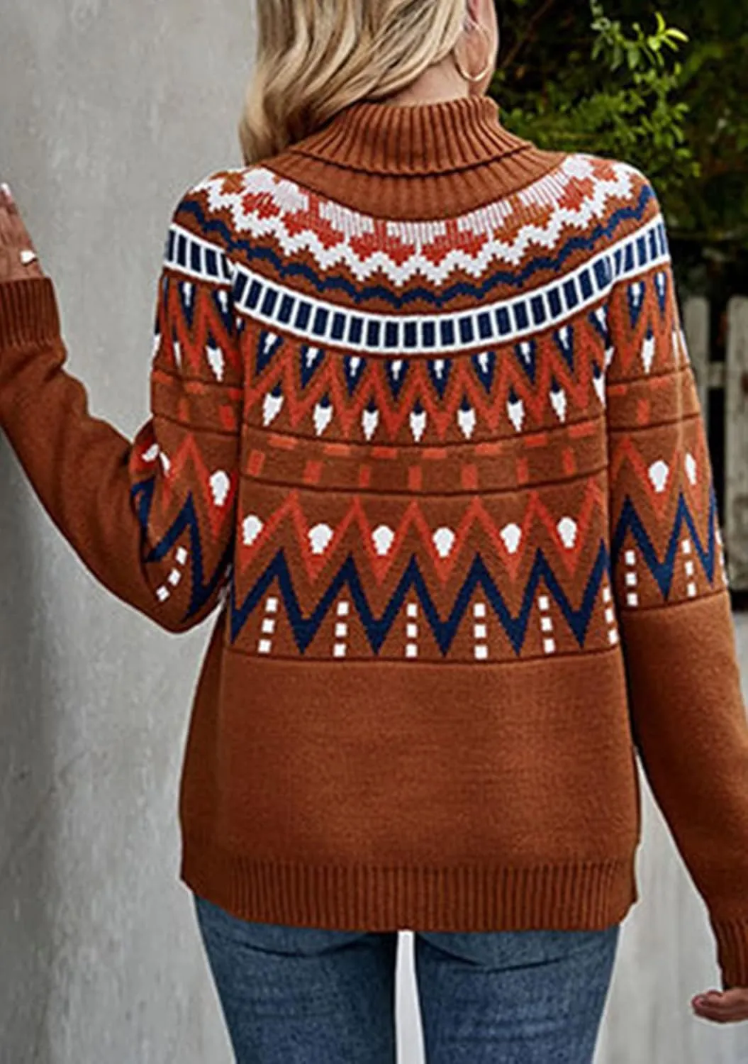 FLITAY Women's Winter Sweater Pattern Turtleneck Long Sleeve Pullovers
