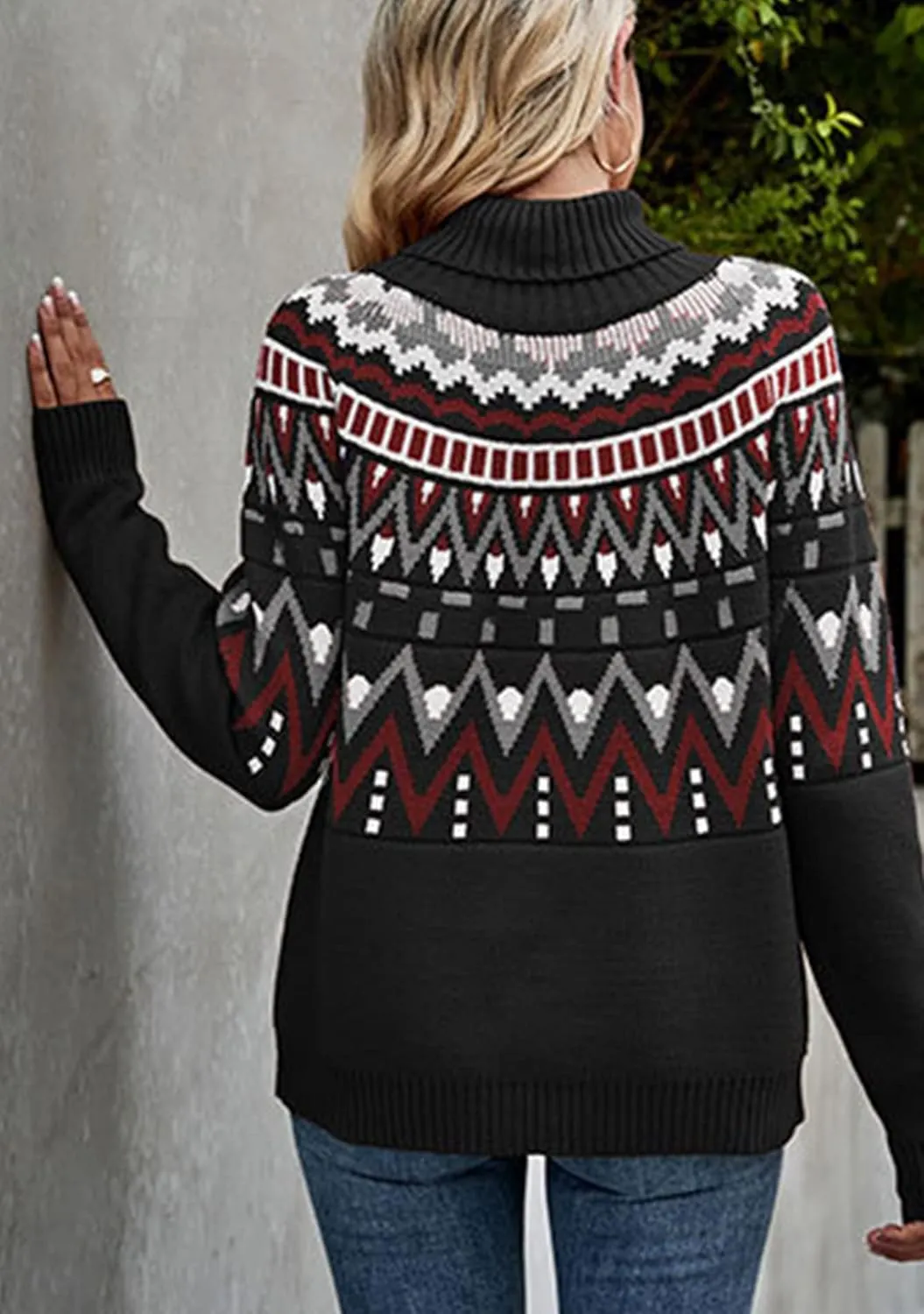 FLITAY Women's Winter Sweater Pattern Turtleneck Long Sleeve Pullovers
