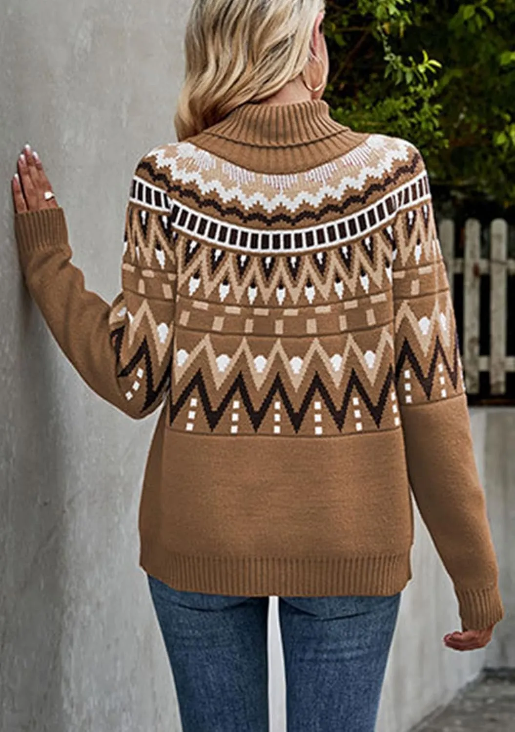 FLITAY Women's Winter Sweater Pattern Turtleneck Long Sleeve Pullovers