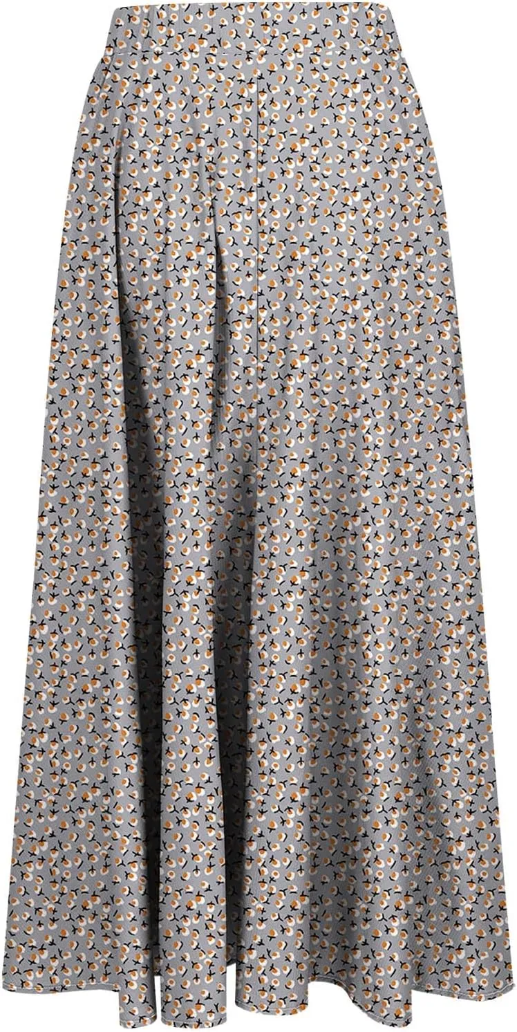 Floral Skirts for Women High Waisted Elastic Maxi Aline Boho Summer Vacation Leisure Casual Commuting Dailywear Resort