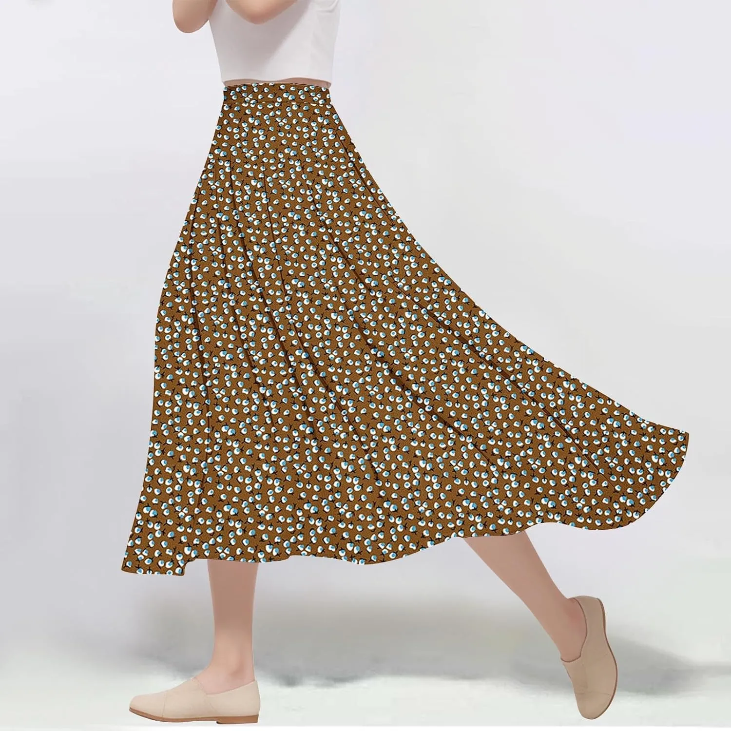 Floral Skirts for Women High Waisted Elastic Maxi Aline Boho Summer Vacation Leisure Casual Commuting Dailywear Resort