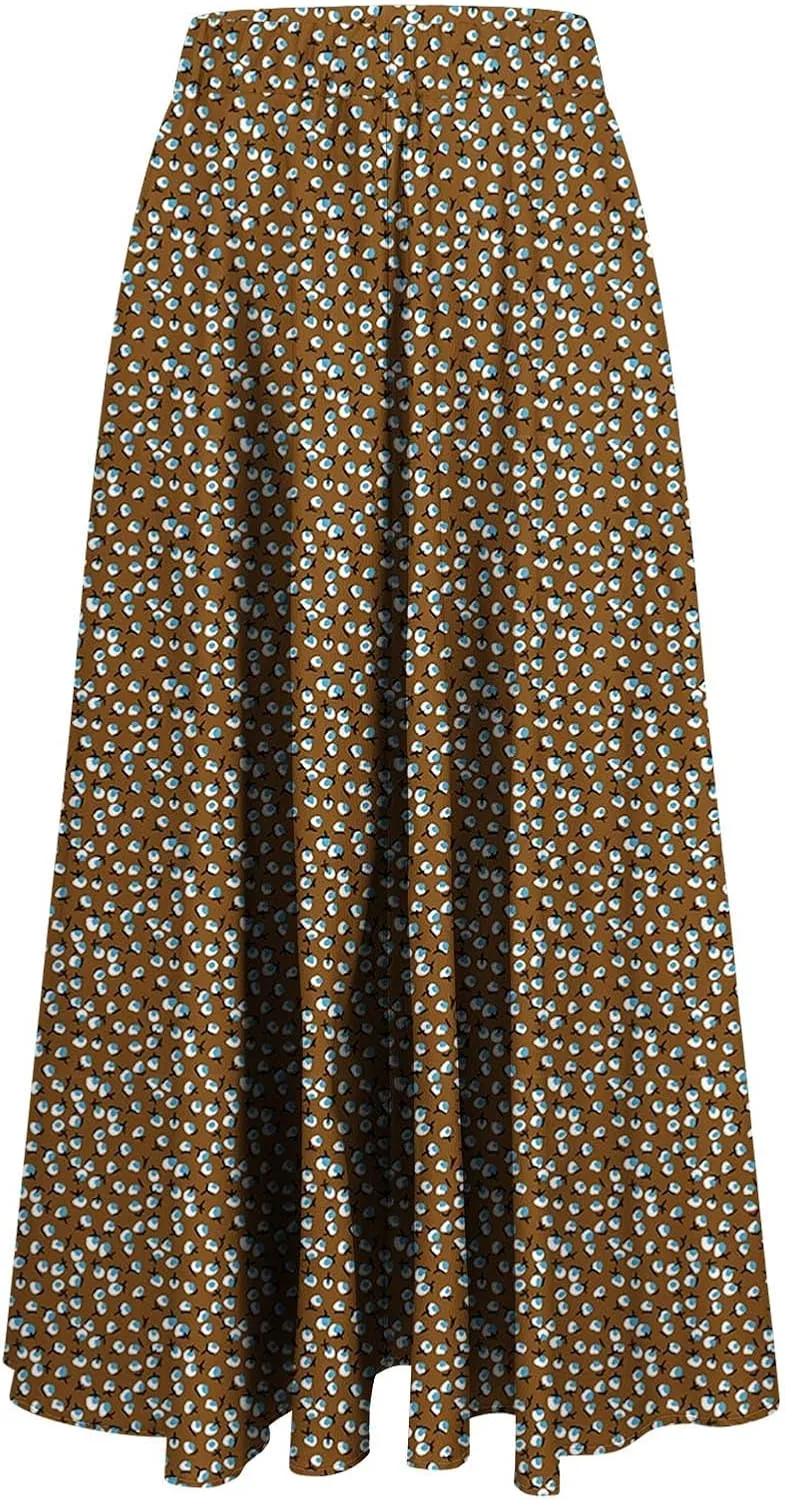Floral Skirts for Women High Waisted Elastic Maxi Aline Boho Summer Vacation Leisure Casual Commuting Dailywear Resort