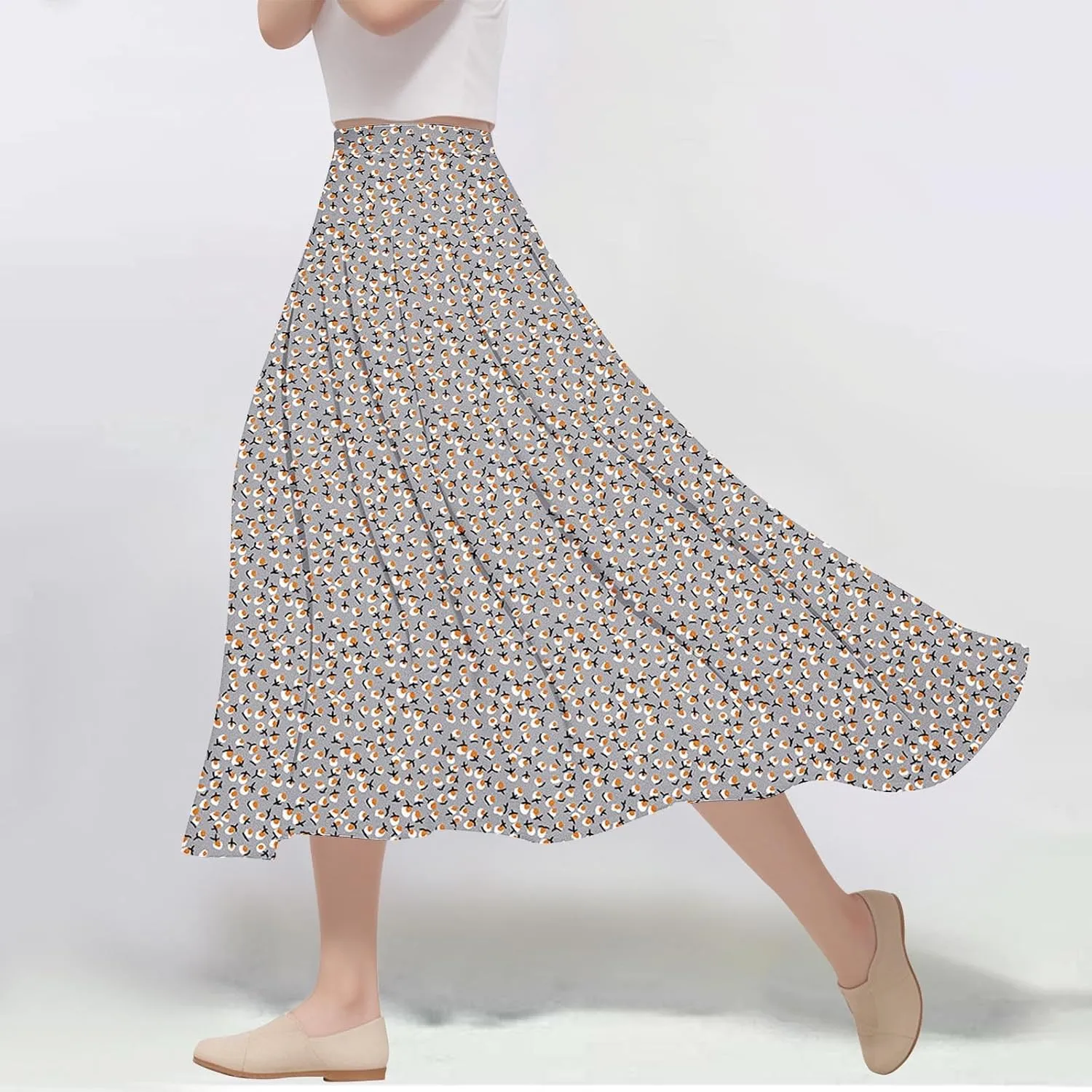 Floral Skirts for Women High Waisted Elastic Maxi Aline Boho Summer Vacation Leisure Casual Commuting Dailywear Resort