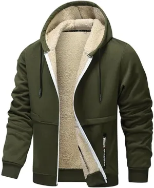 FMCHICO Men's Sherpa Hoodie Jacket Fleece Lined Zip Up Warm Hoodies Sweatshirt Winter Zipper Hooded Coat