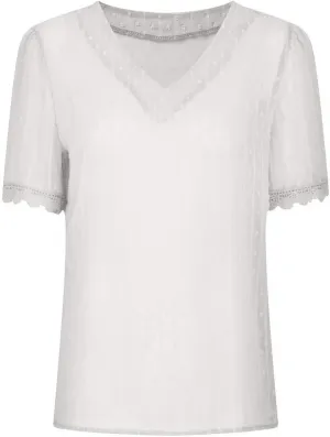 FMCHICO Women's V Neck Lace Crochet Tunic Tops Flowy Casual Blouses Shirts