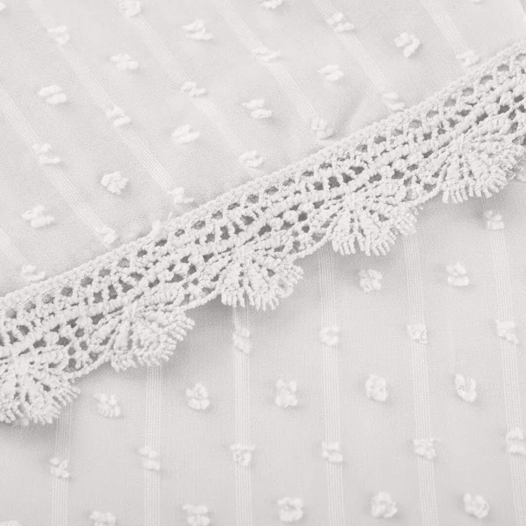 FMCHICO Women's V Neck Lace Crochet Tunic Tops Flowy Casual Blouses Shirts