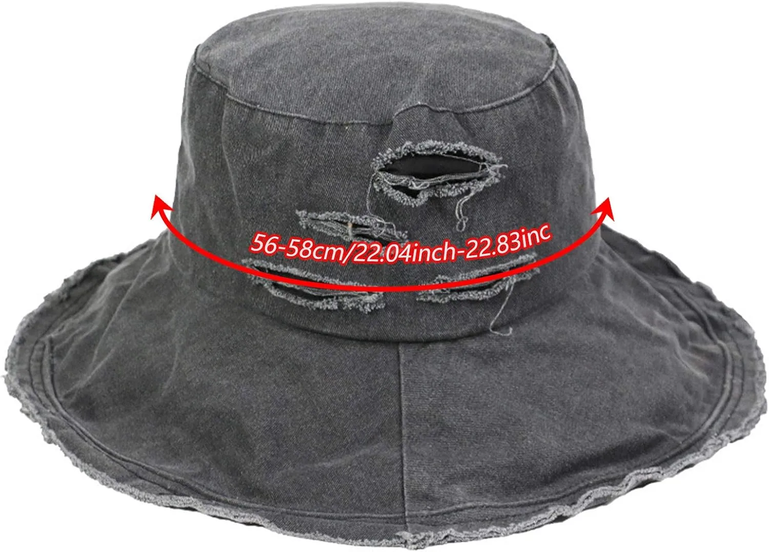 Frayed Ripped Sun Hats for Women Summer Trendy Floppy Wide Brim Cotton Bucket Hat Beach Vacation Travel Accessories