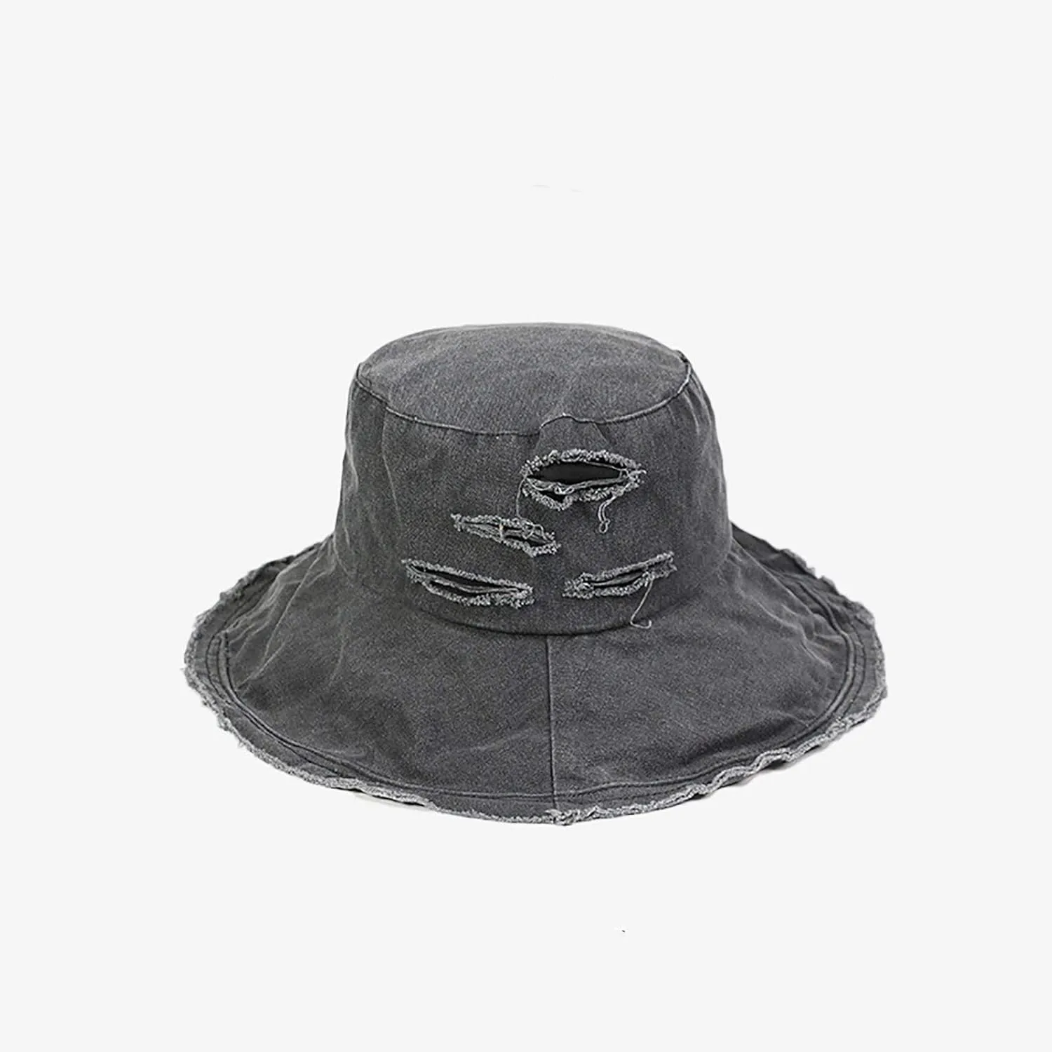 Frayed Ripped Sun Hats for Women Summer Trendy Floppy Wide Brim Cotton Bucket Hat Beach Vacation Travel Accessories