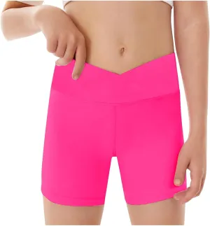 Girls Boys B𝗶ke Shorts Volleyball Spandex Shorts Kids Pull on Dance Yoga Workout Athletic Running Compression Short