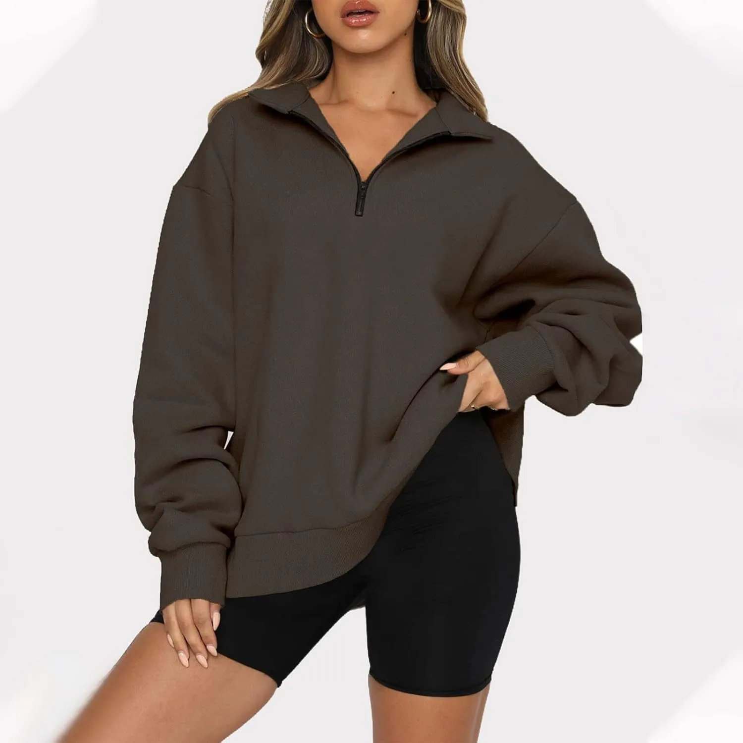 GOFULY 1/4 Zip Sweatshirt Women Fall Pink Graphic Sweatshirts Trendy Preppy Long Sleeve Pullover Winter Lightweight Clothes