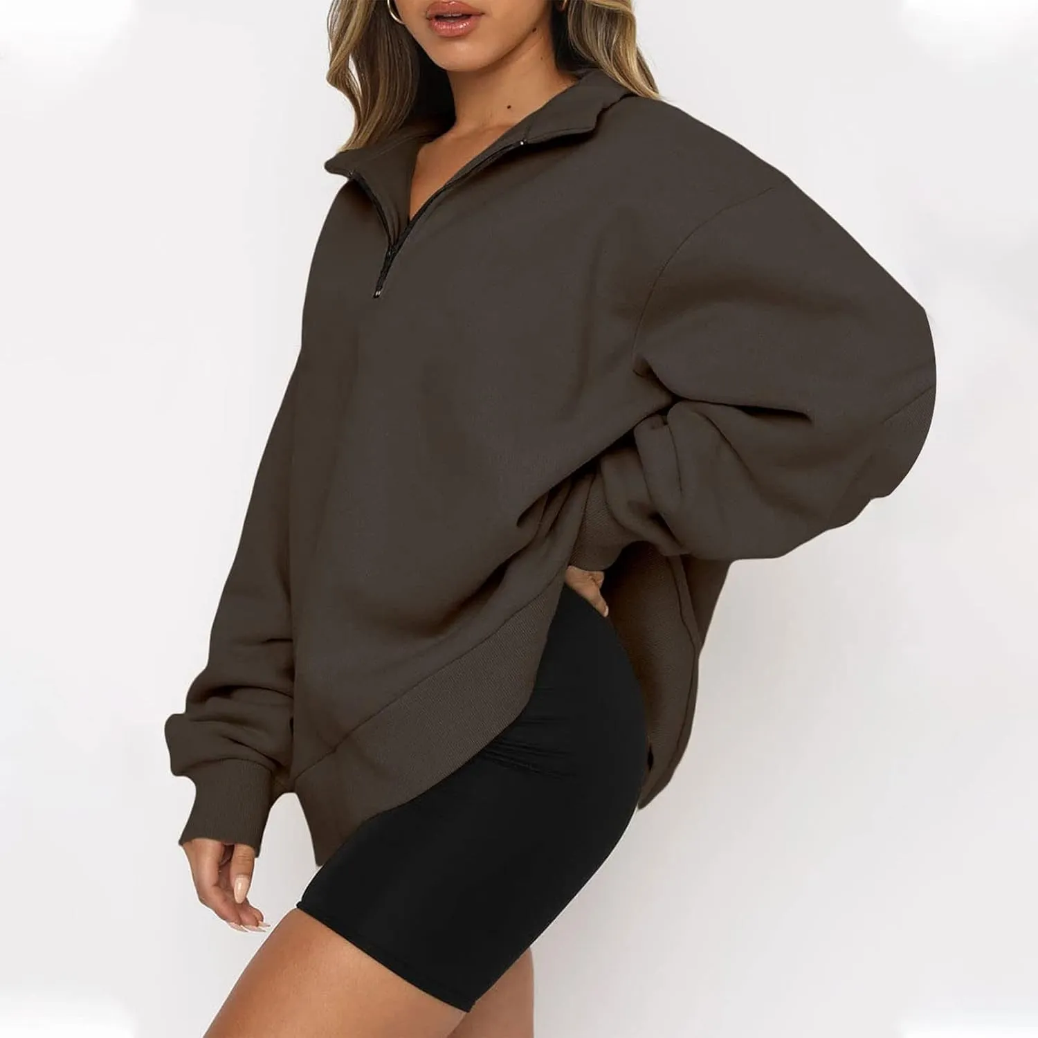 GOFULY 1/4 Zip Sweatshirt Women Fall Pink Graphic Sweatshirts Trendy Preppy Long Sleeve Pullover Winter Lightweight Clothes
