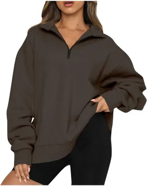 GOFULY 1/4 Zip Sweatshirt Women Fall Pink Graphic Sweatshirts Trendy Preppy Long Sleeve Pullover Winter Lightweight Clothes