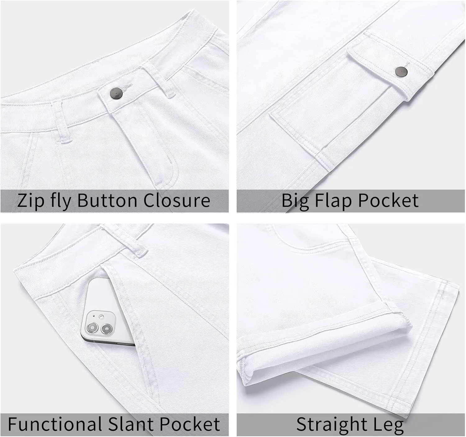 GRAPENT Womens Cargo Pants Casual High Waisted Baggy Stretch Straight Leg Trousers Western Outfit Y2K Pants with Pockets
