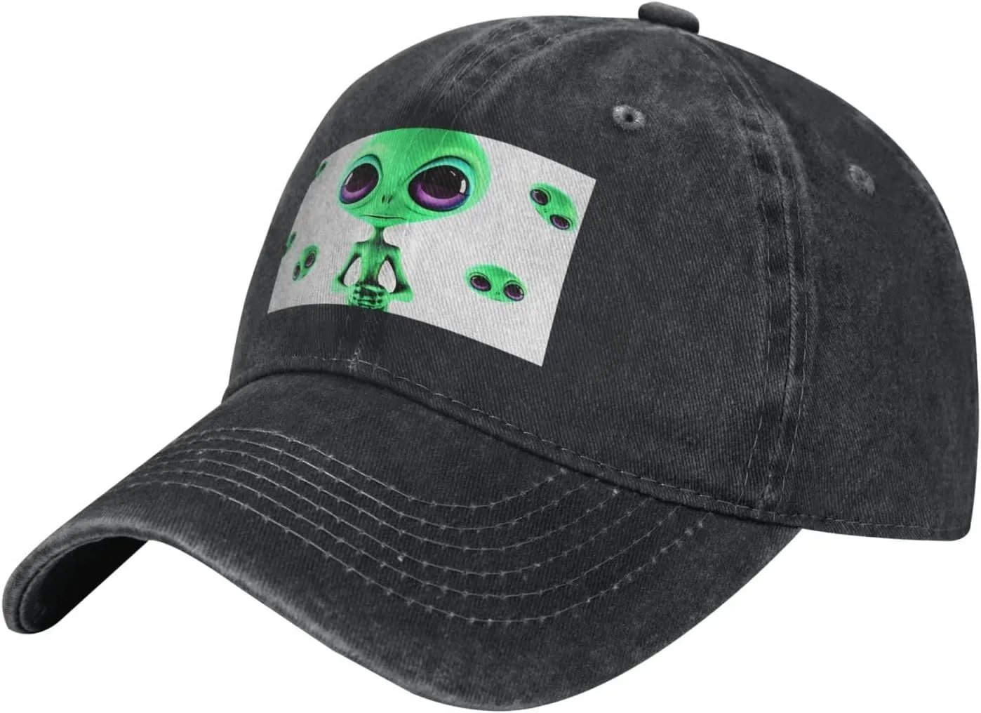 Green Alien Unisex Baseball Cap Breathable Cotton Trucker Hat Classic Denim Dad Hat Summer Sun Hat
