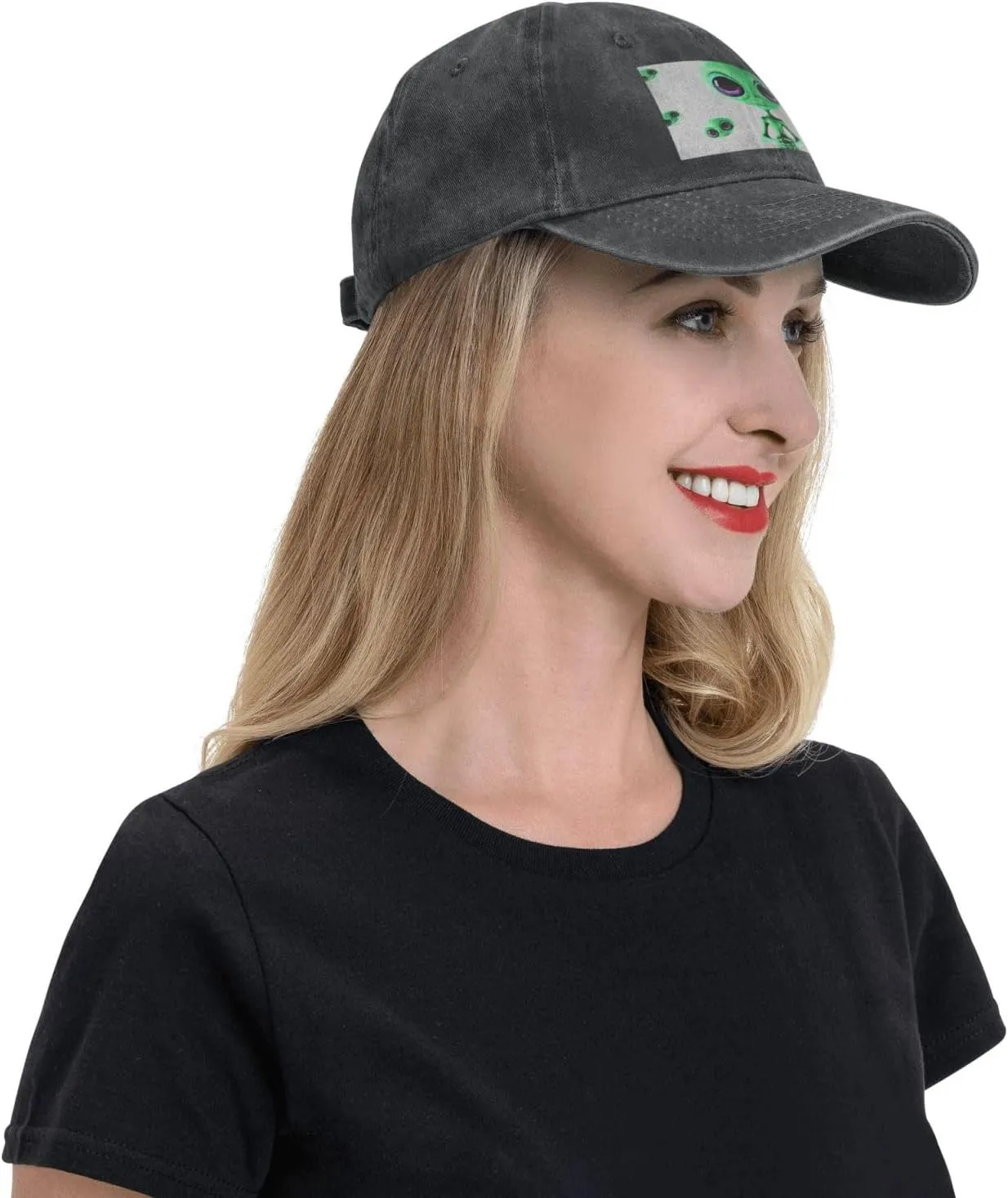 Green Alien Unisex Baseball Cap Breathable Cotton Trucker Hat Classic Denim Dad Hat Summer Sun Hat