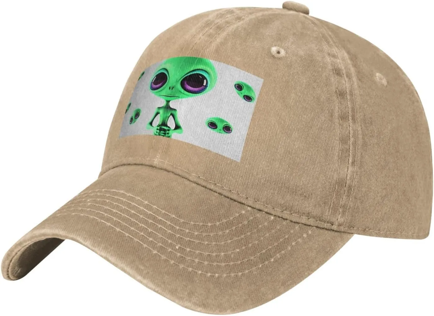 Green Alien Unisex Baseball Cap Breathable Cotton Trucker Hat Classic Denim Dad Hat Summer Sun Hat