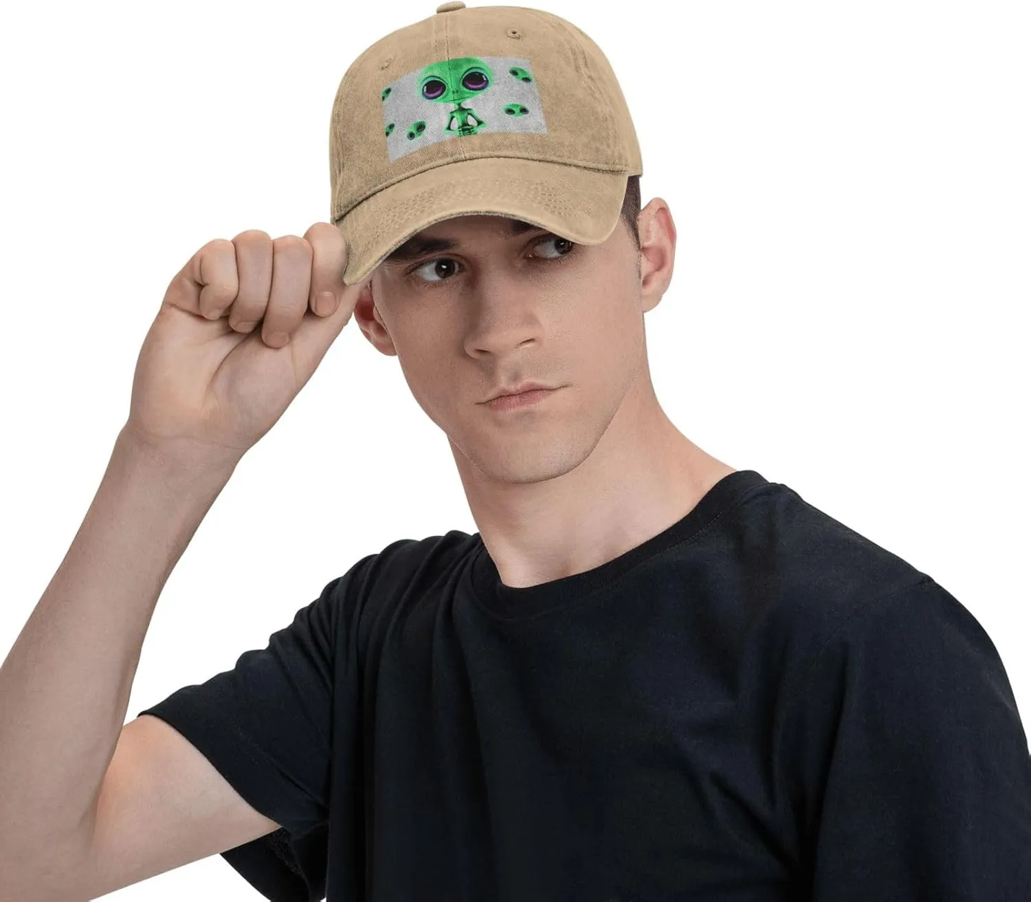 Green Alien Unisex Baseball Cap Breathable Cotton Trucker Hat Classic Denim Dad Hat Summer Sun Hat