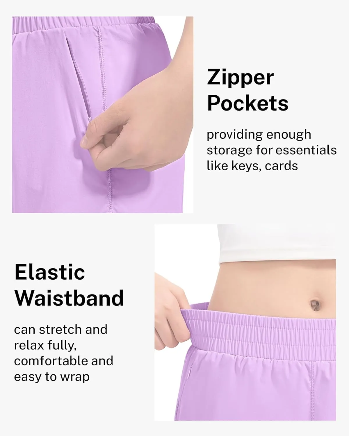 HASMES Girls Athletic Shorts with Zip Pockets Lightweight Running Soccer Shorts for Kids 5-14Y
