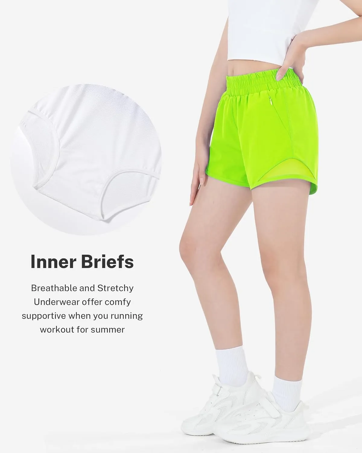 HASMES Girls Athletic Shorts with Zip Pockets Lightweight Running Soccer Shorts for Kids 5-14Y